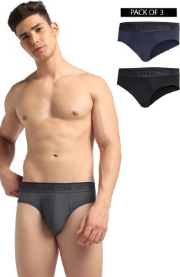 CRESMO Men Regular Fit Micro Modal Multi Pack Of 3 Brief