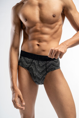 SHLOTS Men Ultra Soft Micro Modal Printed Black Men Brief