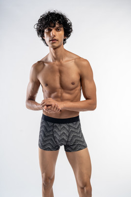SHLOTS Men Ultra Soft Micro Modal Printed Black Men Trunks Brief