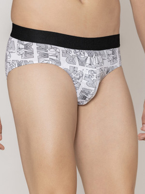 John Players Men Cotton White Graphic Print Brief