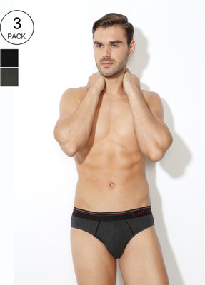 VAN HEUSEN Men Men Multicolour Pack of 3 Solid Antibacterial Colour Fresh Briefs Brief