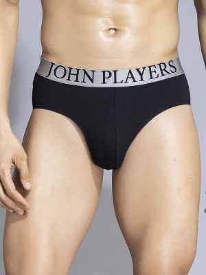 John Players Men Contoured Crotch Cotton Fabric (Black) Brief