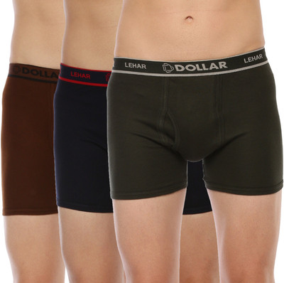 Dollar Men Dollar Lehar Mens Combed Cotton Trunk - Pack of 3 - Actual Colour May Vary Brief