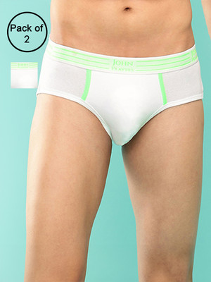 John Players Men Contoured Crotch Cotton Fabric (White) Brief