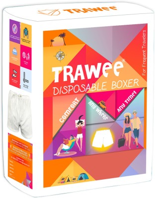 Trawee (Disposable Underwears) Men Disposable Boxer for Traveling, Trekking, Sleeping| Hygiene Underwear White Brief