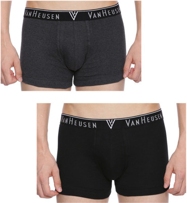 VAN HEUSEN Men Men Black Pack of 2 Solid Antibacterial Colour Fresh Trunks Brief