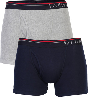 VAN HEUSEN Men Navy Pack of 2 Solid Antibacterial Colour Fresh Boxer Briefs Men Trunks