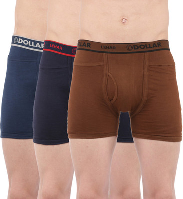 Dollar Men Dollar Lehar Mens Combed Cotton Trunk - Pack of 3 - Actual Colour May Vary Brief