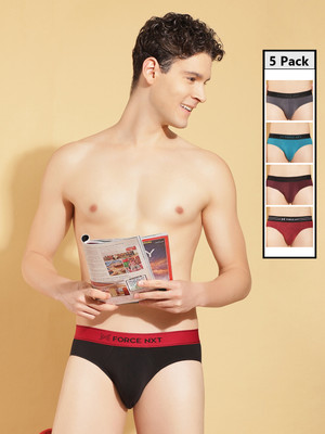 Force NXT Men Pack of 5 Super Combed Cotton Elastane Stretch Brief