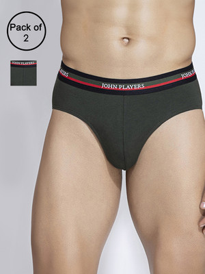 John Players Men Contoured Crotch Cotton Fabric (Green) Brief