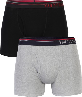 VAN HEUSEN Men Men Black Pack of 2 Solid Antibacterial Colour Fresh Boxer Briefs Brief