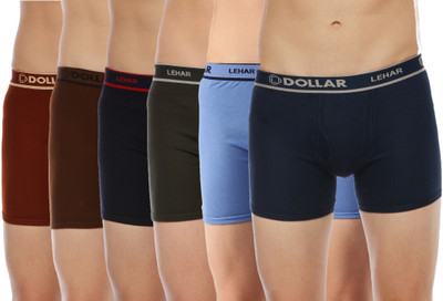 Dollar Men Dollar Lehar Mens Combed Cotton Trunk - Pack of 6 - Actual Colour May Vary Brief