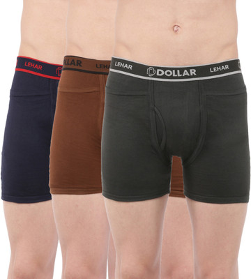 Dollar Men Dollar Lehar Mens Combed Cotton Trunk - Pack of 3 - Actual Colour May Vary Brief