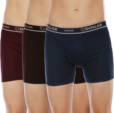 Dollar Men Dollar Lehar Mens Combed Cotton Trunk - Pack of 3 - Actual Colour May Vary Brief
