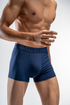 SHLOTS Men Ultra Soft Micro Modal Solid Navy Blue Men Trunks Brief