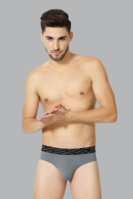 VAN HEUSEN Men Men Grey Solid 4-Way Stretch 3D Logo Waistband Tactel Briefs Brief