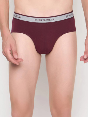 John Players Men Cotton Maroon Stretch Brief