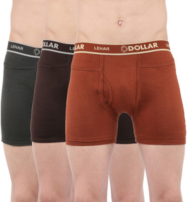 Dollar Men Dollar Lehar Mens Combed Cotton Trunk - Pack of 3 - Actual Colour May Vary Brief