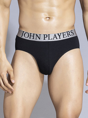 John Players Men Contoured Crotch Cotton Fabric (Black) Brief