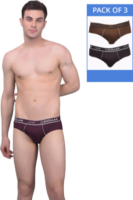 Dollar Men Dollar Lehar Super Combed Cotton Mens Brief -Pack of 3- Actual Colour May Vary Brief
