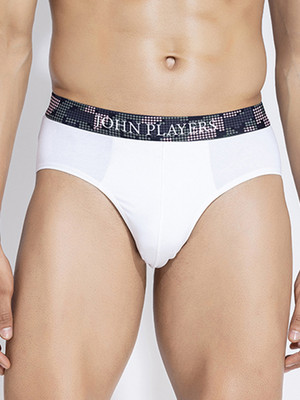 John Players Men Contoured Crotch Cotton Fabric (White) Brief