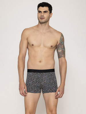 John Players Men Cotton Dark Green Graphic Printed Brief