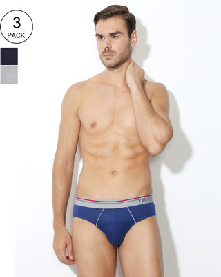 VAN HEUSEN Men Men Multicolour Pack of 3 Solid Antibacterial Colour Fresh Briefs Brief