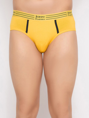 John Players Men Pack of 2 Yellow Cotton Solid Brief