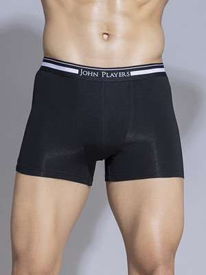John Players Men Contoured Crotch Cotton Fabric (Black) Brief