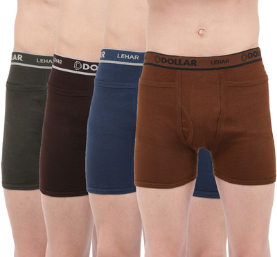 Dollar Men Dollar Lehar Mens Combed Cotton Trunk - Pack of 4 - Actual Colour May Vary Brief