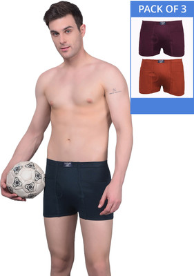 Dollar Men Dollar Lehar Mens Combed Cotton Trunk - Pack of 3 - Actual Colour May Vary Brief