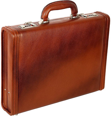C Comfort Genuine Leather Briefcase Bag for Men Expandable Features| |High Security Combo Number Lock| 18 Liters Small Briefcase - For Men & Women(TAN)