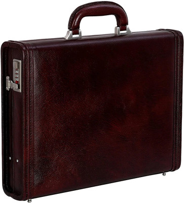 C Comfort Genuine Leather 18 L Briefcase Bag for Men with 15.6 Inch Laptop Compartment, Expandable Features, High Security Combo Number Lock Small Briefcase - For Men & Women(BRN)