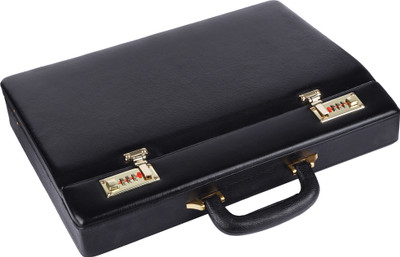 india leather 16 Inches Premium Genuine Leather Briefcase/ Attache Office Bag Large Briefcase - For Men & Women(Black)