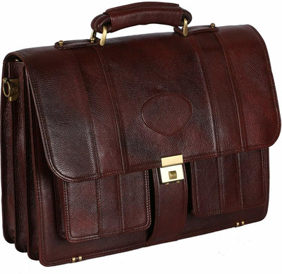 Grizlyleather Grizly Leather Laptop Bags for Men Office Use High security Lock Medium Briefcase - For Men(Brown)