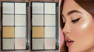 ADJD Combo Pigmented 8 Baked Highlighter Palette Highly(MULTI COLOUR)