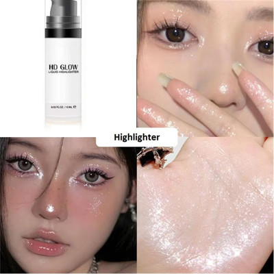 THTC Face Highlighter Makeup Shimmer Liquid Drops for Radiant Glow Highlighter(SILVER)