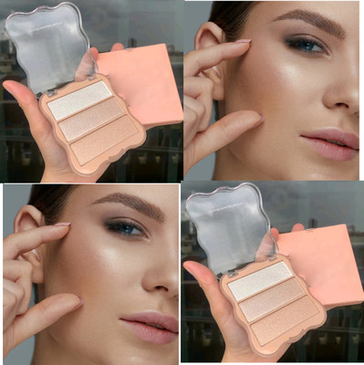 Emijun COMBO 3 SHADES HIGHLIGHTER PALETTE FOR GIRLS Highlighter(MULTI COLOUR)