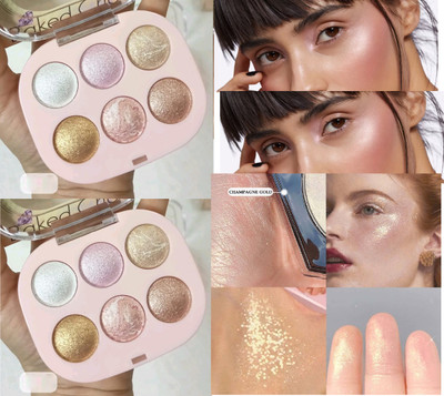 ADJD Combo 6 Shade illuminating and Baked Highlighter Palette Highlighter(MULTI COLOUR)