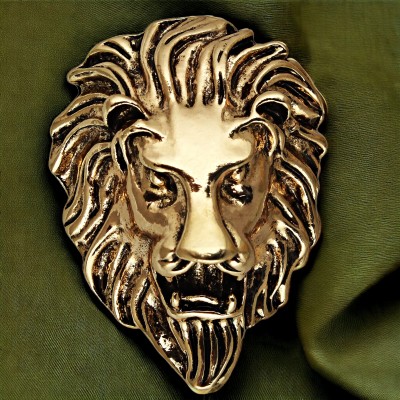 Lucky Jewellery Designer Antique Gold Oxidised Plated Lion Face Brooch/Lapel Pin for Men & Women Brooch(Gold)