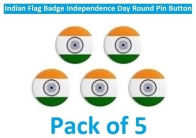 SINAL Pack of 5 Independence Day Round Pin Button Badge (IBB2.1) Brooch(Multicolor)