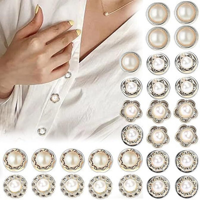 Jiyancreation 30 PCS SET Button Pearl Safety Brooch Pins Brooch(White)