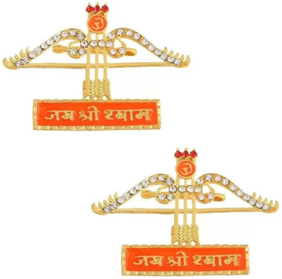 BigWheels Set Of 2 Diamond/Nug Jai Shree Shyam Ji Teen Baan Dhanush Lapel Pin Brooch Brooch(Multicolor)