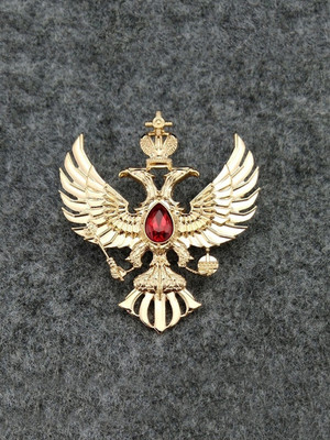YELLOW CHIMES Double Headed Eagle with Wings Stone Design Gold Plated Badge Brooch Lapel Pin for Men Brooch(Gold)