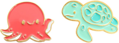 FURE Ocean Friends - Octopus and Tortoise Enamel Lapel Pin Brooch(Multicolor)