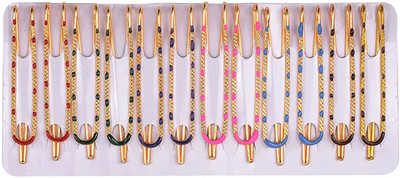 Shihen Metal Golden Plated Women’s Saree Hijab Pallu Dupatta Chunari Patli Pins Set Brooch(Gold)