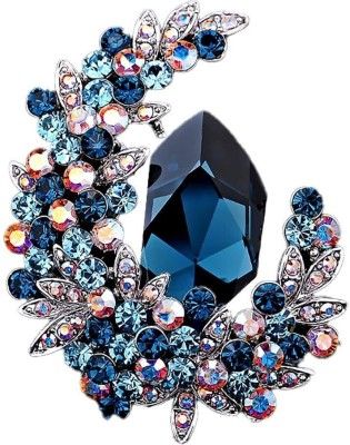 SYGA Moon Design Blue Diamond Brooches For Women- S220 Brooch(Blue)