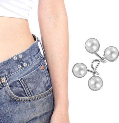 Mirae Jeans Waist Tightener Button Brooch(Silver, White)