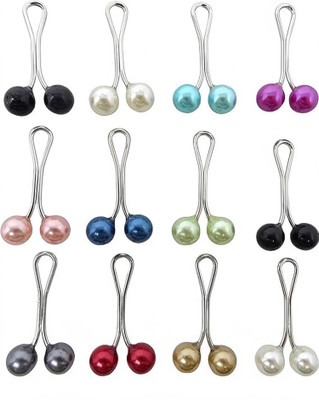 Shihen Muslim Hijab Scarf Pin Brooch Straight Head Pin for Women Girls Pack of 12 Brooch(Multicolor)