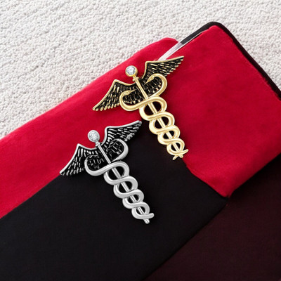 mahi Combo of 2 Caduceus Doctor's Brooch / Lapel Pin Brooch(Gold)